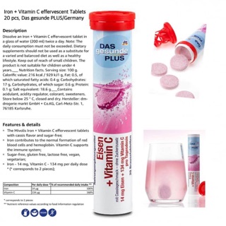 Viên sủi sắt và vitamin C Mivolis Eisen + Vitamin C