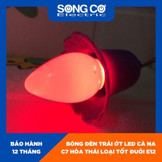 Đèn LED Trái Ớt C7 HÒA THÁI Loại Tốt BH 12 Tháng Bóng LED Cà Na Đuôi E12 Gắn Bàn Thờ Ông Địa Độ Sáng Cao Tiết Kiệm Điện