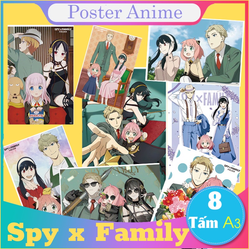 Spy x Family Set 8 tấm poster size to bự tranh áp phích A3  Anya Forger anime siêu chất