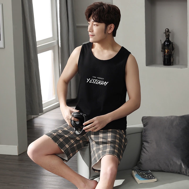 Bộ đồ ngủ cotton không tay có size lớn dành cho nam