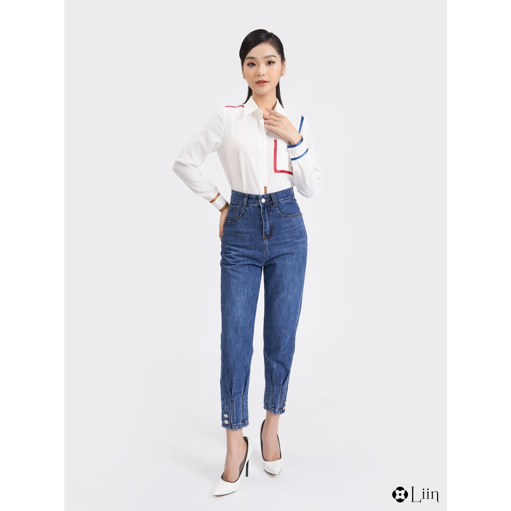 Áo sơ mi nữ dài tay chất vải đũi viền phối sắc màu form công sở trẻ trung, cá tính Liin Clothing SM3975