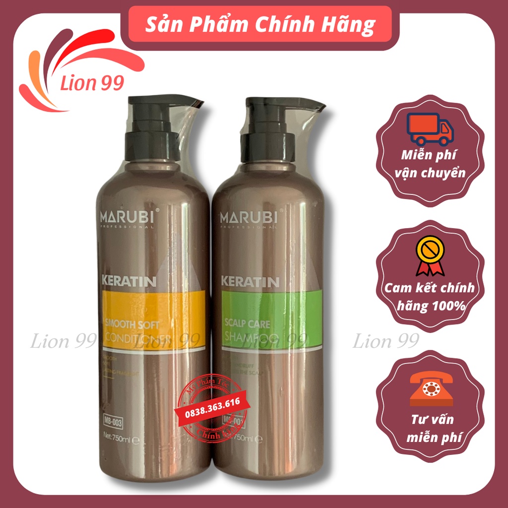 Cặp dầu gội xả Marubi keratin collagen siêu mượt 750ml dành cho mọi loại tóc siêu dưỡng