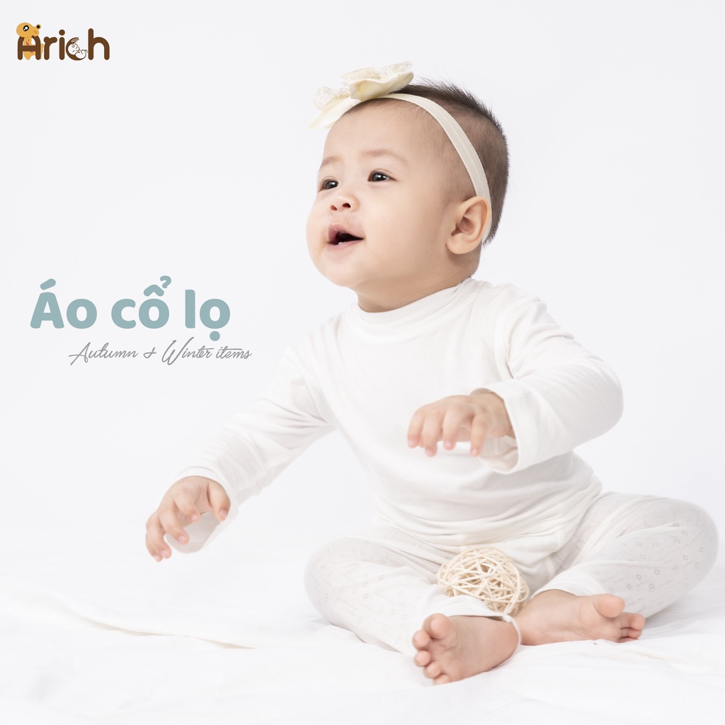 Áo cổ lọ cho bé Arich vải sợi tre, quần áo trẻ em co giãn 4 chiều, điều hòa thân nhiệt cơ thể bé