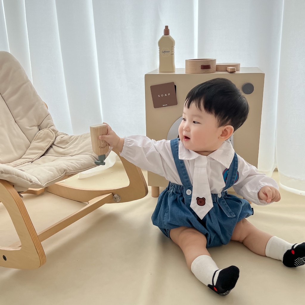Quần Yếm Kiểu Cao Bồi Hàn Quốc Thời Trang Xuân Thu 2023 Cho Bé