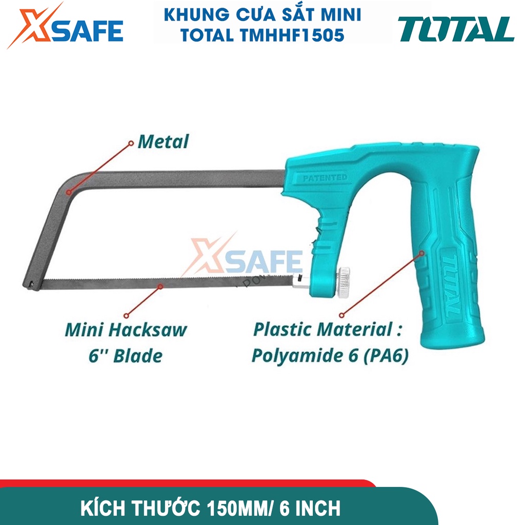 Khung cưa sắt mini 150mm TOTAL TMHHF1505, tay cầm ABS chắc chắn, chống trượt hiệu quả - chính hãng