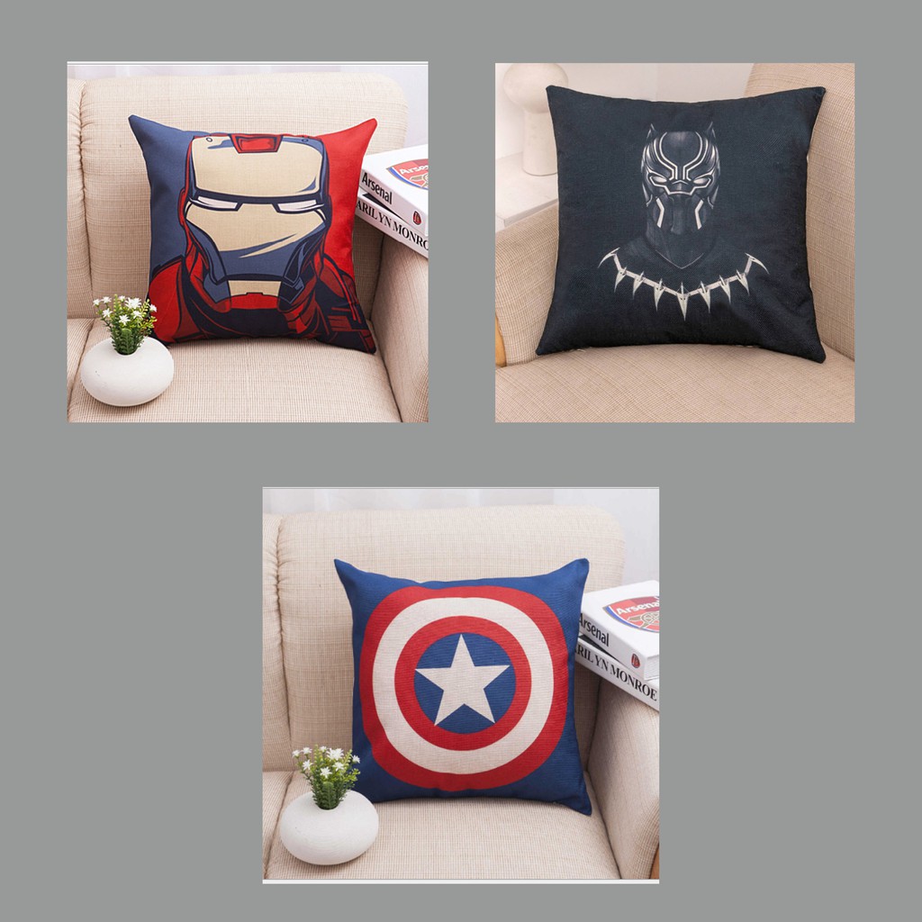 Vỏ Gối Marvel ( Iron man , Black Panther , Captain America ) Navyshop