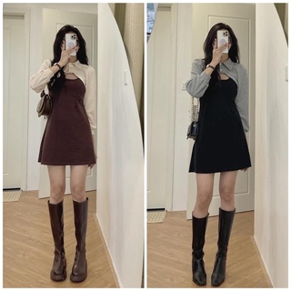 Set áo croptop mix váy cực xinh/ set váy 2 món 2 màu