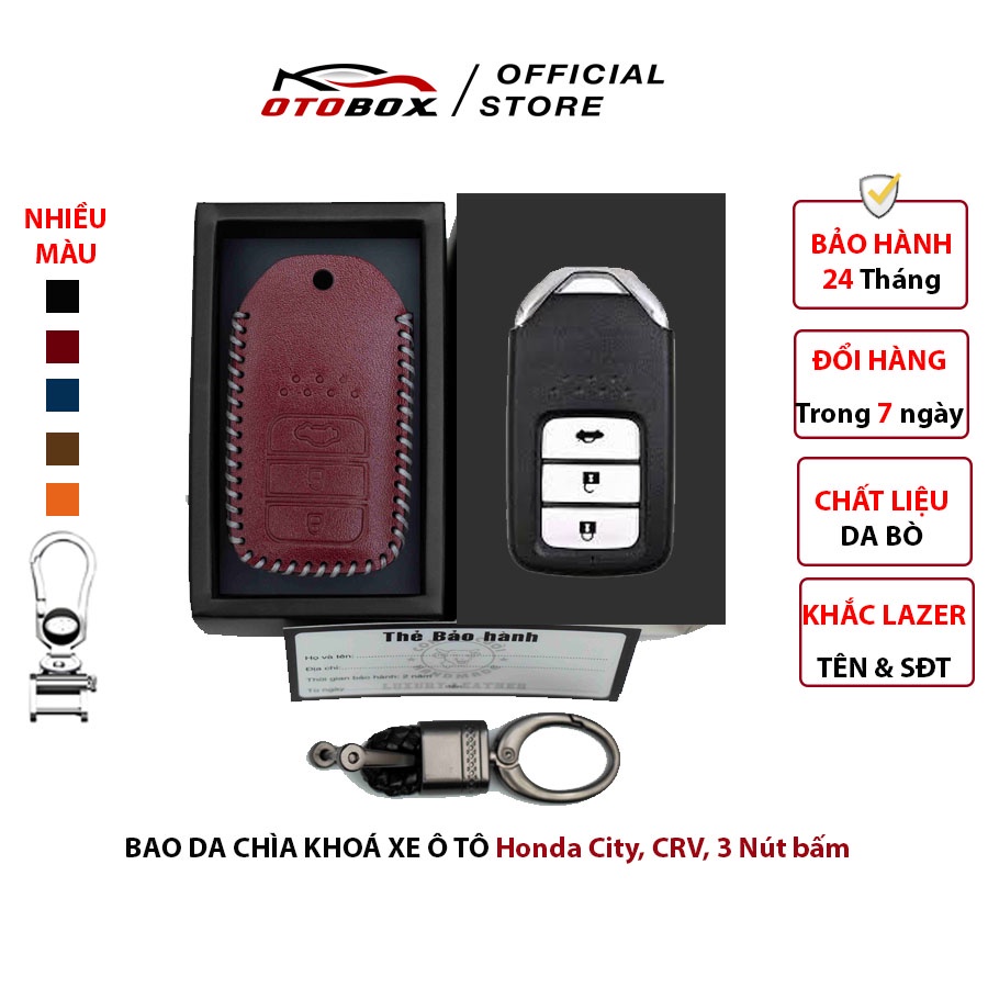 Bao da chìa khoá ô tô honda city, crv chìa 3 nút, bọc chìa khoá ô tô da cao cấp bảo vệ chống xước, va đập