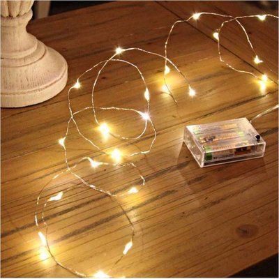 Dây đèn LED trang trí đom đóm, fairy light trắng, vàng, bốn màu sợi mỏng dùng pin AAA