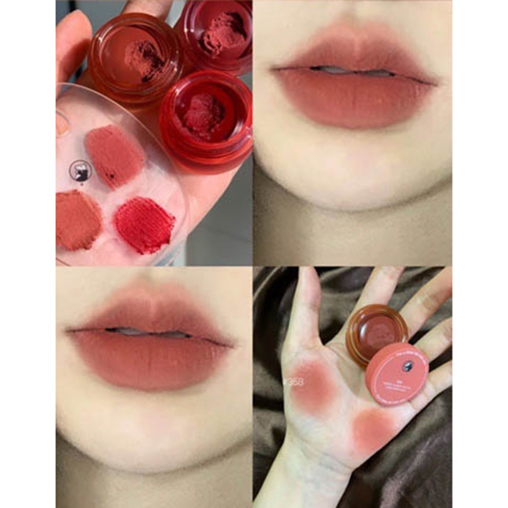 【COD】Son Môi Nhung Lì Kèm Cọ Trang Điểm Tiện Dụng