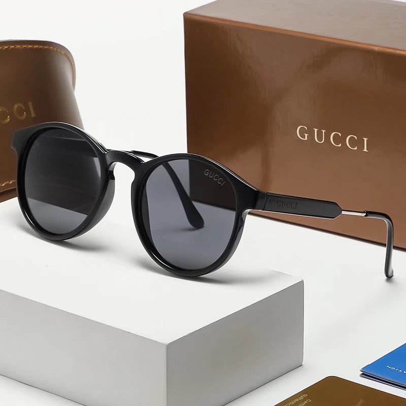 GUCCI Kính Mát Gọng Tròn Màu Vàng Đen Thời Trang Hàn Quốc