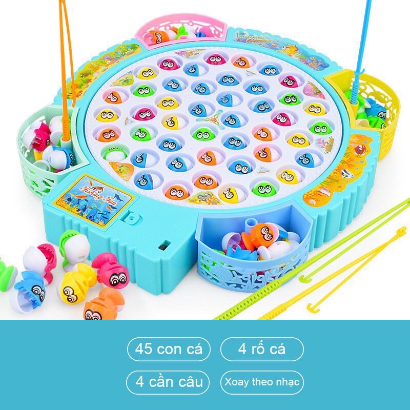 Bộ đồ chơi câu cá 45 con đĩa xoay có nhạc fishing - tặng kèm pin