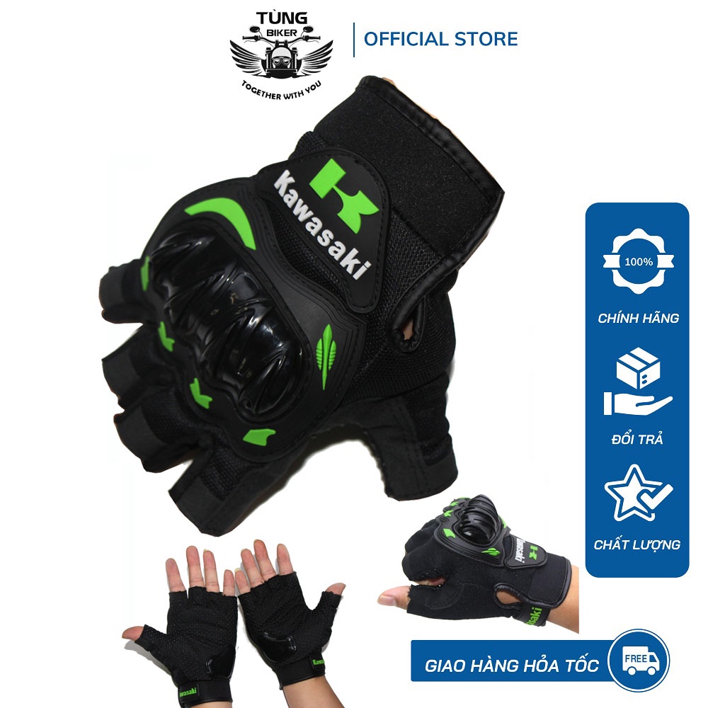 Găng Tay Xe Máy KAWASAKI Ngón Cụt - Xịn