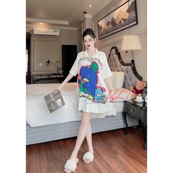 [BIGSIZE_75KG]_DN112_Đầm sơ mi lụa Mango cao cấp