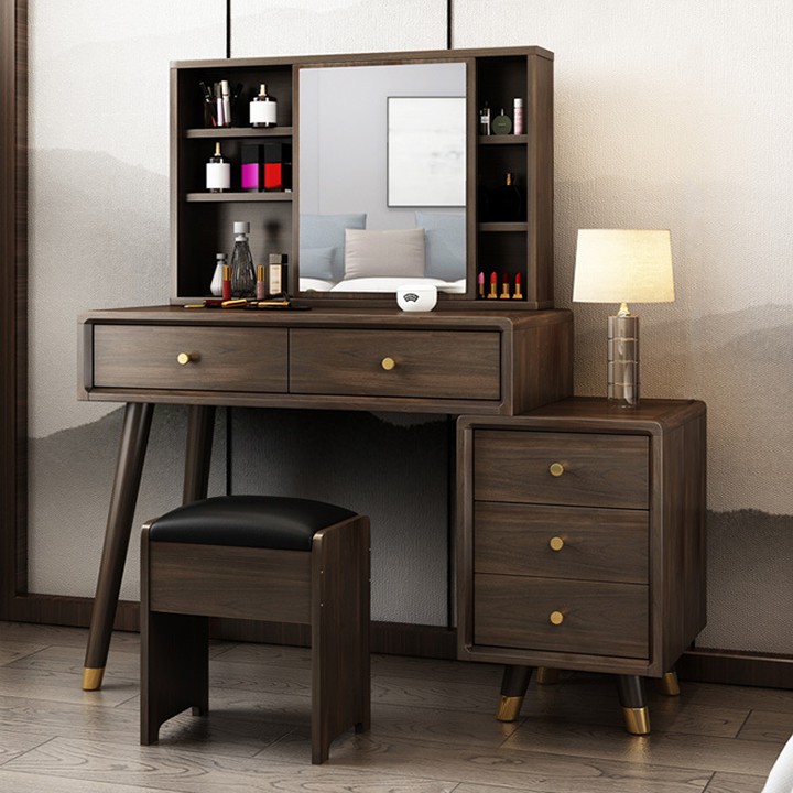 Bàn phấn gỗ óc chó cao cấp, Bàn trang điểm gỗ óc chó tân cổ điển BAH036 9386 STORE