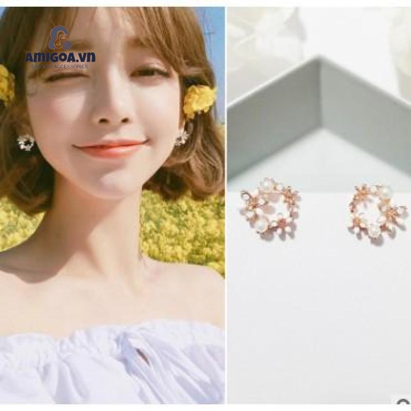 Khuyên Tai Vòng Hoa Tròn Nhỏ Giọt Dầu Đơn Giản Đa Năng Thời Trang Gia Đình