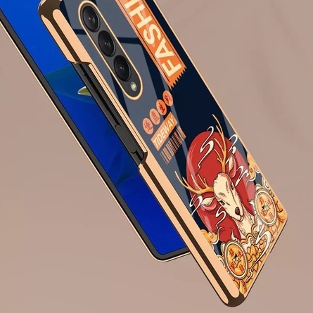 Dễ thương Ốp lưng Samsung Galaxy Z Fold 4 5G ốp điện thoại Bao gồm Màng bảo vệ kính cường lực ốp Z Fold4 case W23 F9360 casing ZFold4 Folder 4