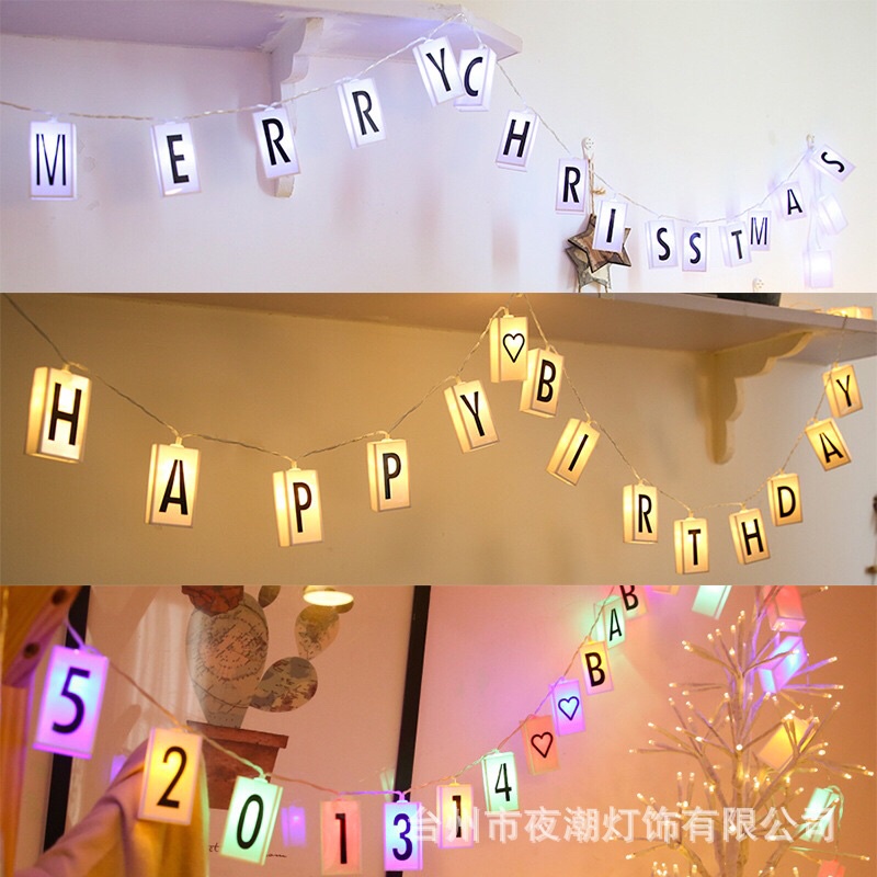 [Suri Store] Bảng Chữ Đèn Led Trang Trí 3 Kiểu  Chữ HAPPY BIRTHDAY,5201314,MERY CHRISTMAS.