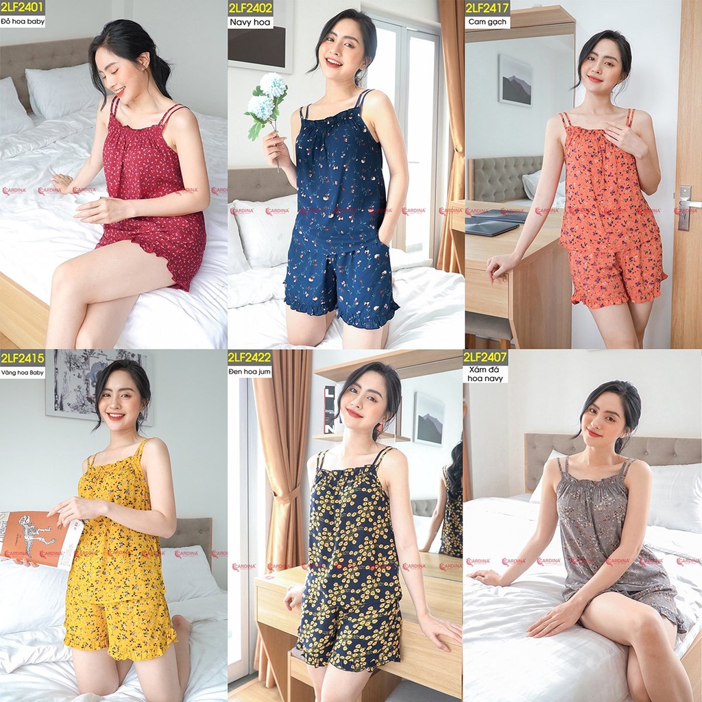 Đồ Bộ Nữ Chất Lanh Tre Nhật Cao Cấp Quần Đùi Áo Hai Dây 2LF24