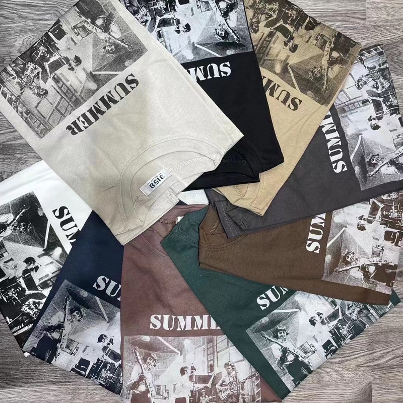 Áo thun nam nữ tay lỡ form rộng in hình phông 3158 chất cotton khô hàng Quảng Châu ANDOSA AT23