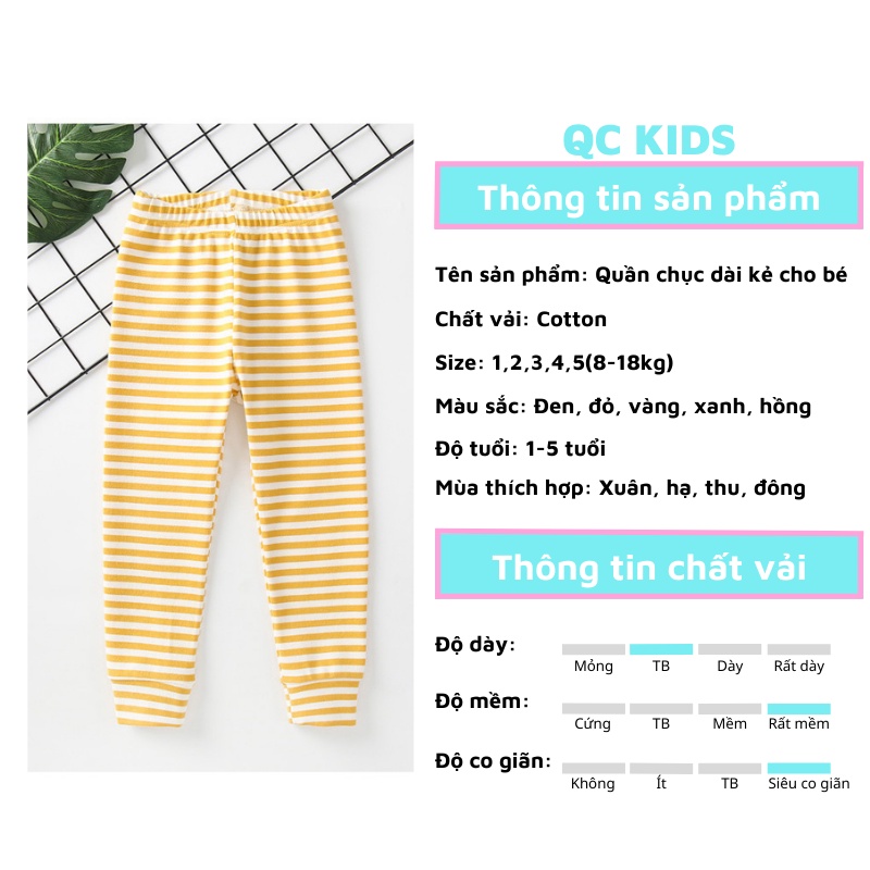 Quần chục bé trai bé gái QC-KIDS, quần dài cho bé chất cotton 4 chiều họa tiết kẻ 6-16kg