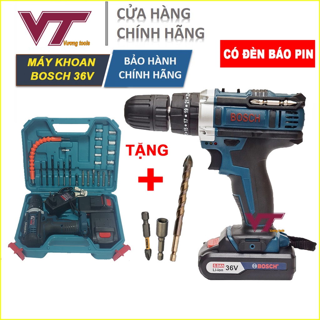 Máy Khoan Bosh 36V 3 chức năng 5.0Ah, khoan tường bắt vít