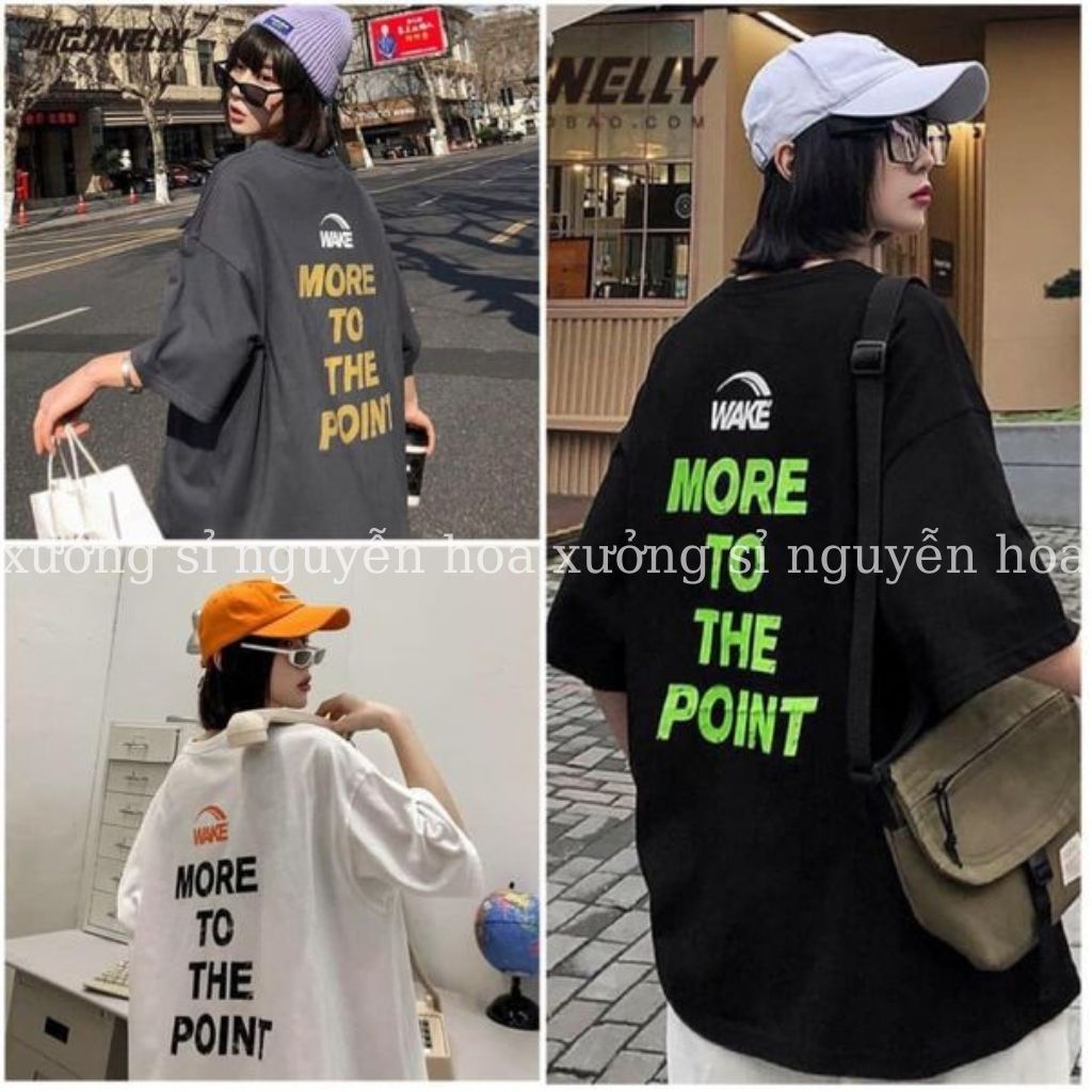 Áo thun tay lỡ dáng rộng form unisex nam nữ mặc được in chữ WAKE 3 màu xám trắng đen dễ phối đồ Xưởng Sỉ Nguyễn Hoa