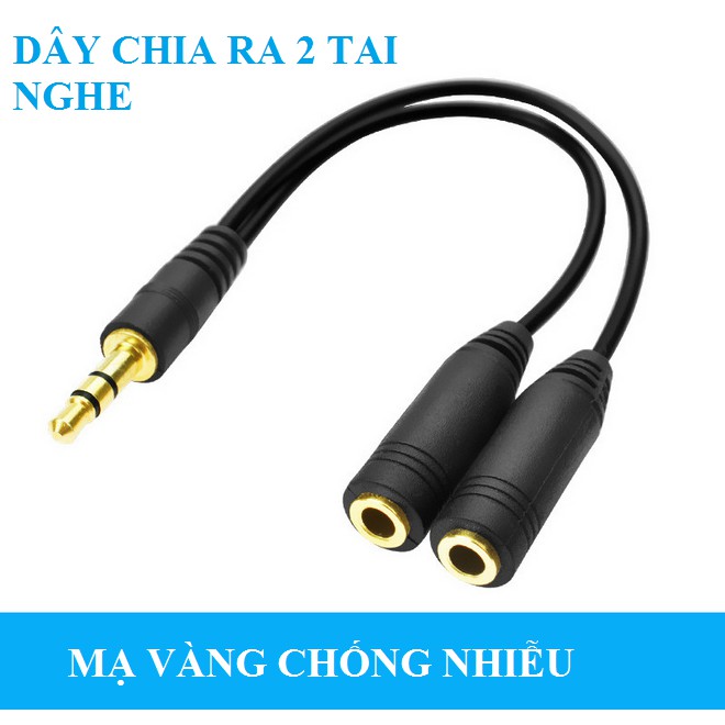 Dây chia audio 1 cổng ra 2 cổng chuẩn 3.5 MẠ VÀNG CAO CẤP