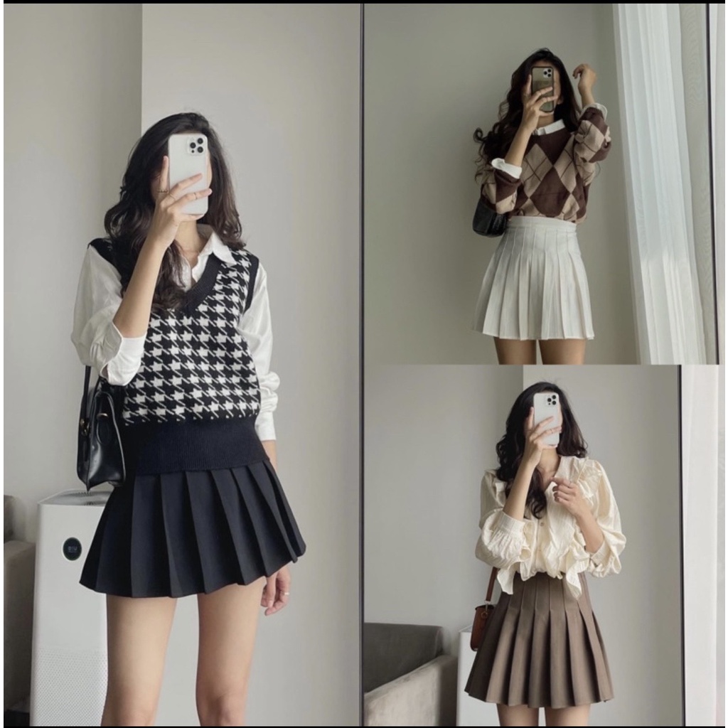 Chân váy xếp ly Tennis có quần trong cạp cao dáng xòe - Chân váy tennis xếp ly ngắn vải dày mềm học sinh đi làm, du lịch