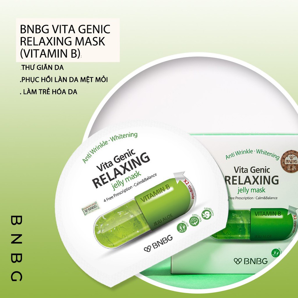 Combo 10 Mặt Nạ BNBG dưỡng da giúp thư giãn và phục hồi Vitamin B Vita Genic Relaxing Jelly Mask 30ml x10