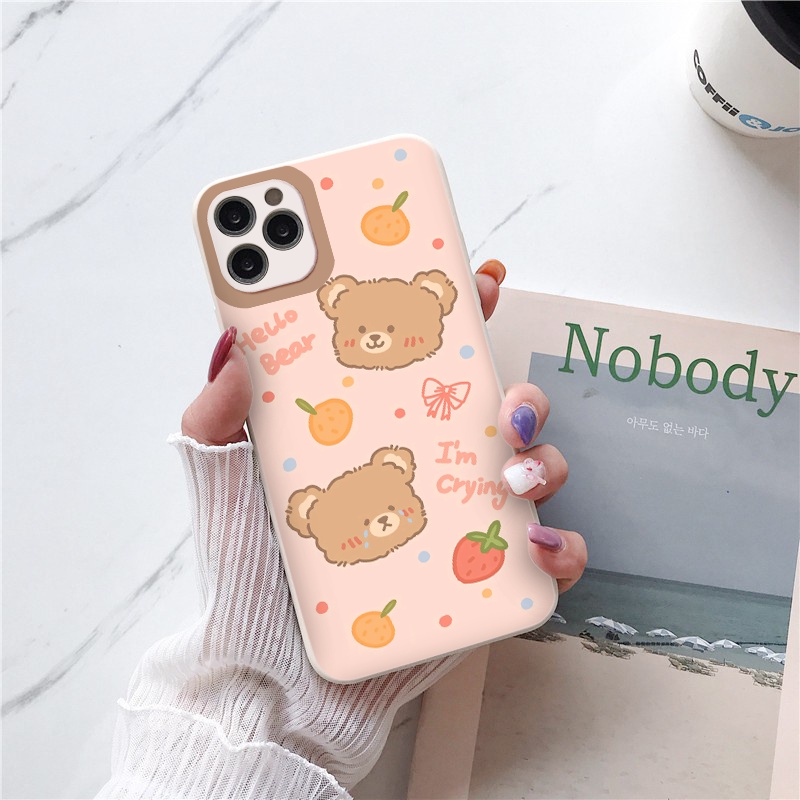 Ốp IPHONE Gấu dễ thương ốp lưng iphone 7 plus 8 6s 6plus x xr xsmax 11 promax 12 pro max 13promax vuông