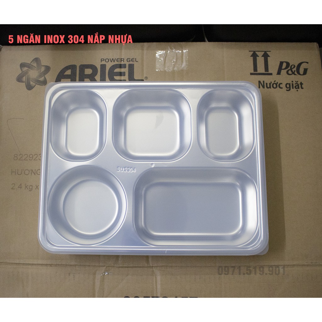 Khay cơm inox 5 ngăn sâu lòng hàn quốc giá rẻ