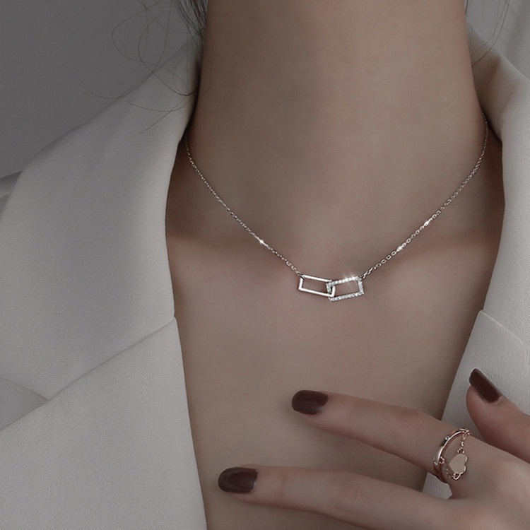 Vòng Cổ Choker Mặt Vuông Đính Đá Phong Cách Hàn Quốc Thời Trang Cho Nữ