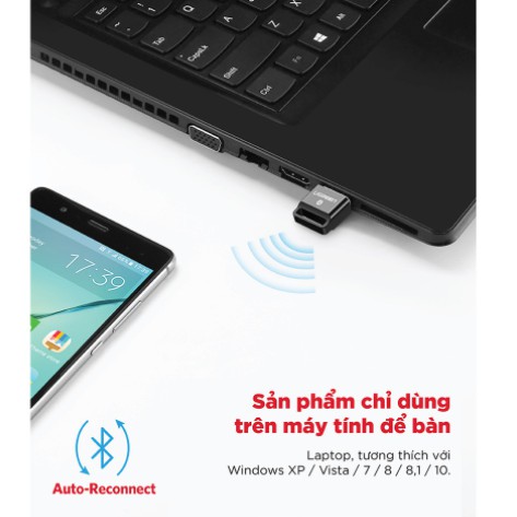 Thiết bị USB thu Bluetooth 4.0 dùng trên máy tính và laptop UGREEN US192