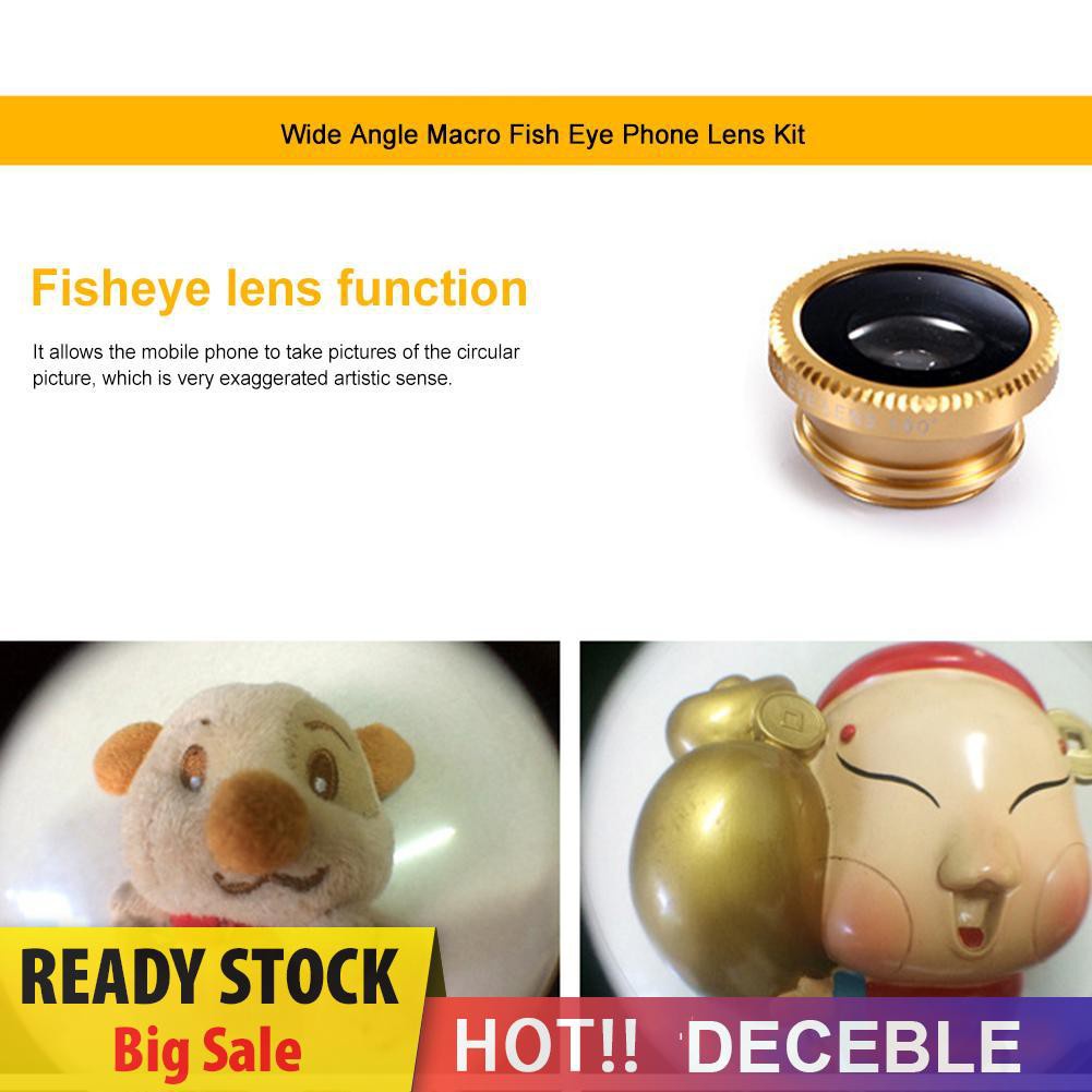 Deceble 3 in 1 Wide Angle Macro Fisheye Phone Camera Lens Kit for iPhone Samsung