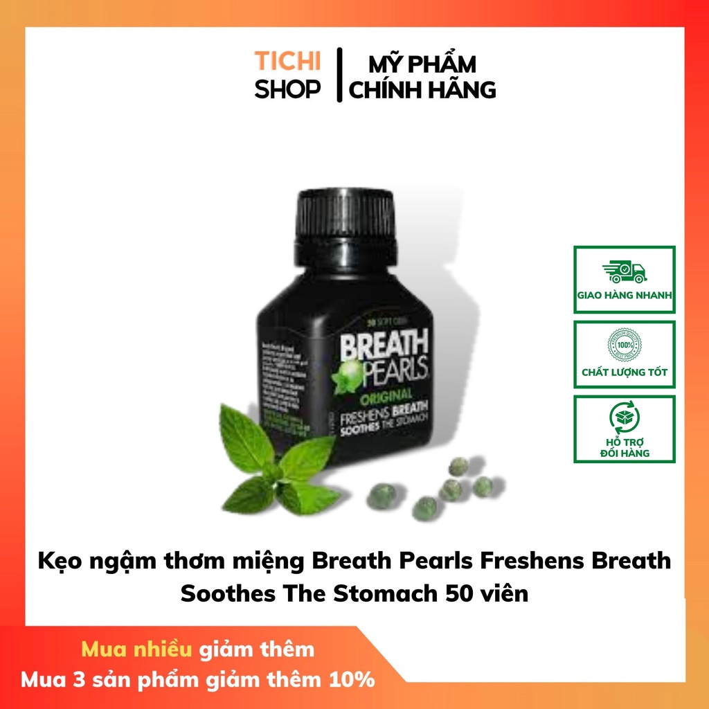 Kẹo ngậm thơm miệng Breath Pearls Freshens Breath Soothes The Stomach 50 viên