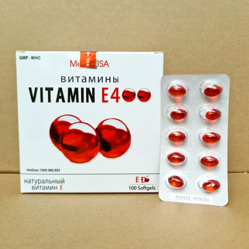 Viên uống vitamin E 400 đẹp da, sáng da, chống lão hoá da - Hộp 100 viên