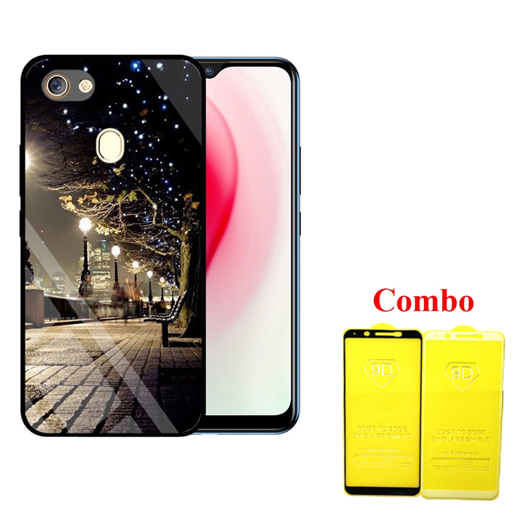 &quot;Combo 1 ốp lưng Oppo F5 + 1 Cường Lực&quot; Mặt kính 3D sang trọng_Không Nhòe, Không Phai Hình ( Tim shop )
