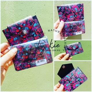 [ Gift Hãng 100% ] Ví Card Holder của Gờ Van chì hoạ tiết hoa tím