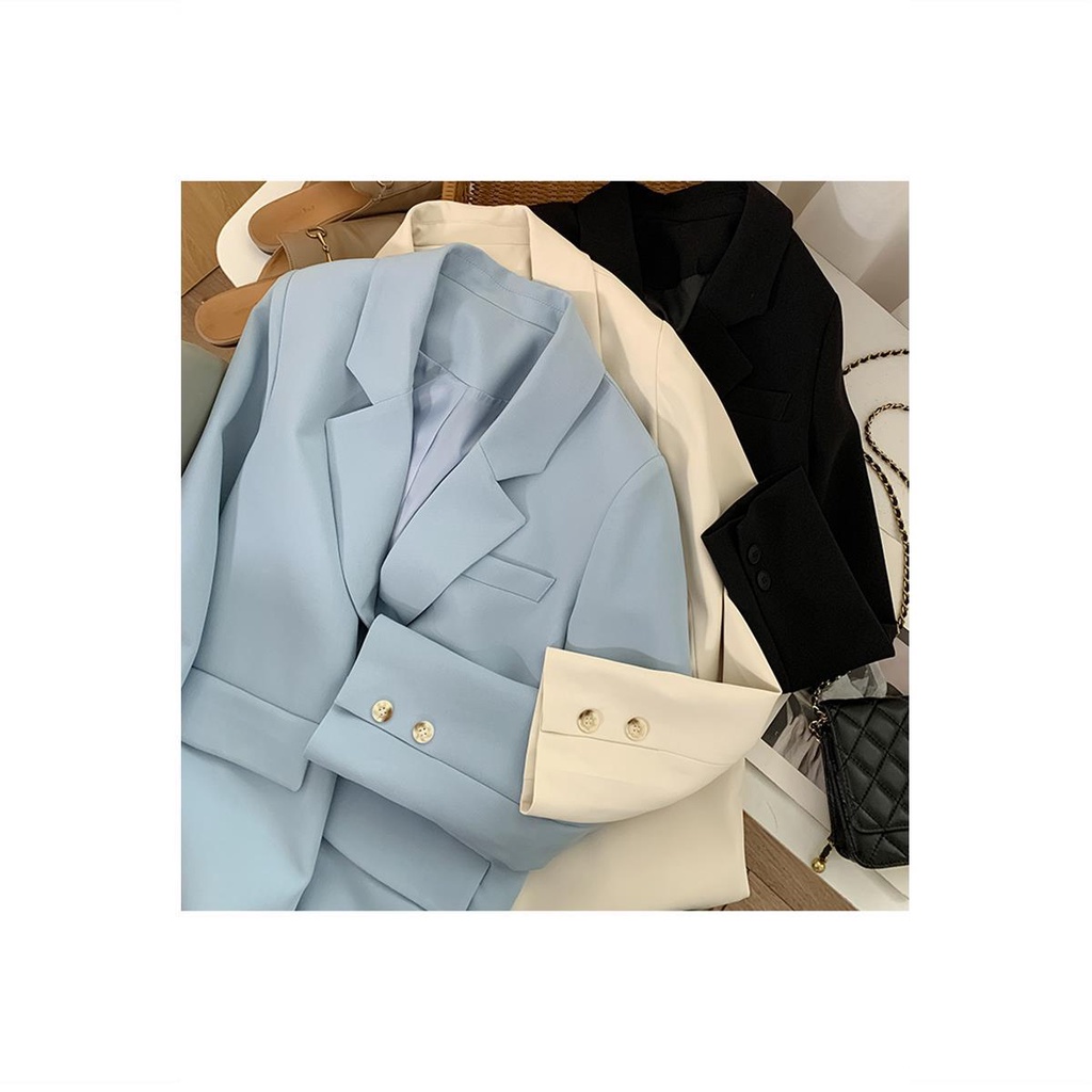 Suit jacket women's new spring Korean classic two-button temperament light blue online celebrity small suit