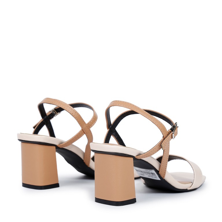 Mochardo - Sandal CG dây mảnh phối màu EA-17 Kem Nâu