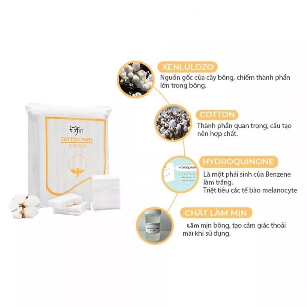 Bông Tẩy Trang 222 Miếng, Cotton 3 Lớp Mềm Mịn Dai, Tẩy Trang Nội Trung Địa Lameila