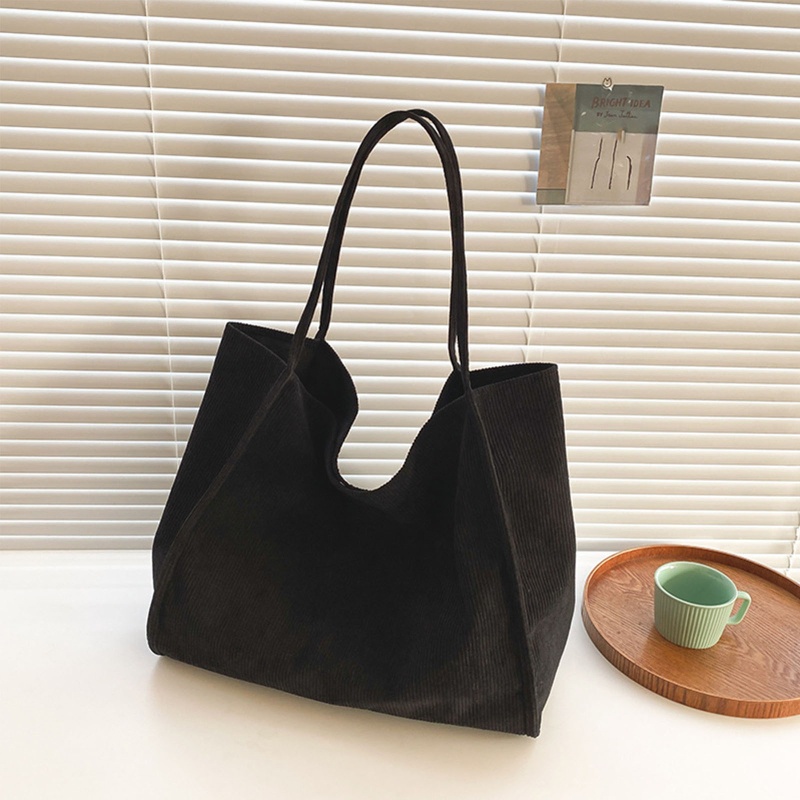 Seng Túi Xách Tote Nhung Kẻ Mềm Màu Trơn Phong Cách Cổ Điển Sức Chứa Lớn Cho Nữ