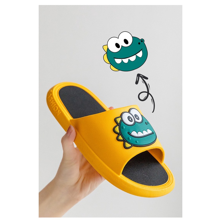 Dép quai ngang đi trong nhà nam nữ Khủng Long Dino dễ thương đi cực êm mát-xa chân TH-81