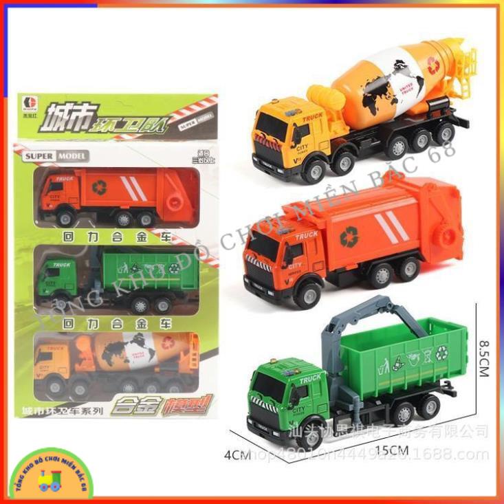 Đồ chơi Hộp 6 xe ô tô môi trường, xe chở rác, xe chở nước, mô hình đồ chơi ô tô cho bé sáng tạo TKMB68