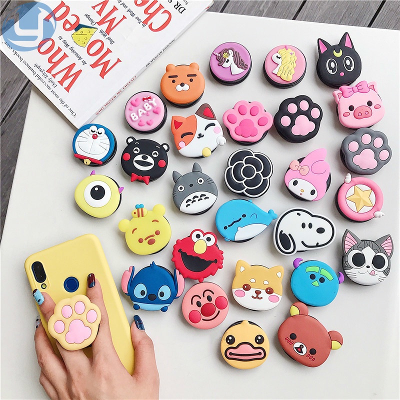 Giá Đỡ Điện Thoại Mở Rộng Ngón Tay Hình Thú Hoạt Hình 3D Dễ Thương Gấp Gọn Thông Dụng