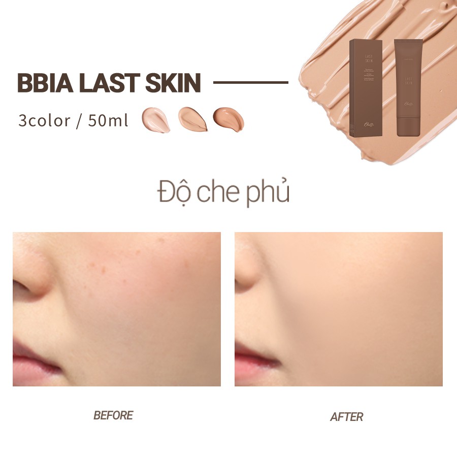 Kem nền BBia Last Skin Foundation (3 màu) 50ml - Bbia Official Store | BigBuy360 - bigbuy360.vn
