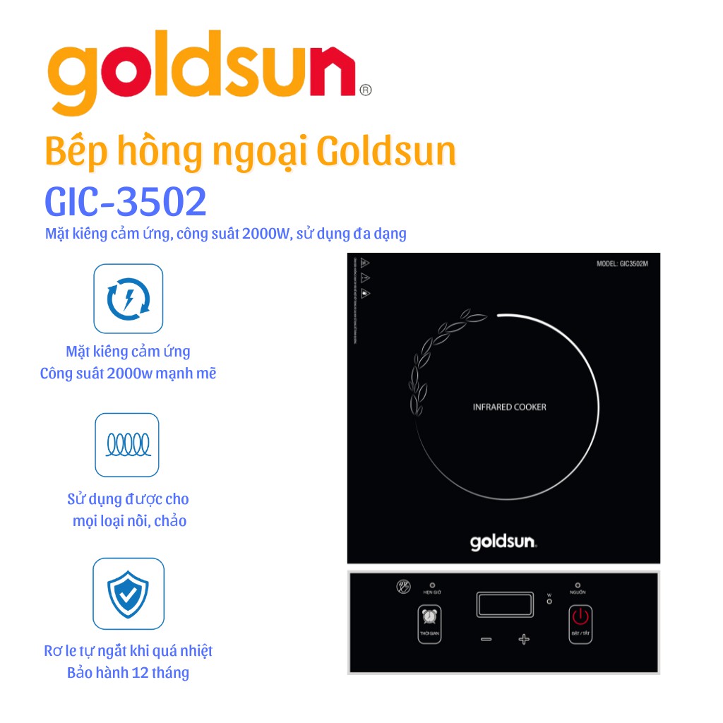 Bếp hồng ngoại Goldsun GIC3502M Bảo hành 12 tháng