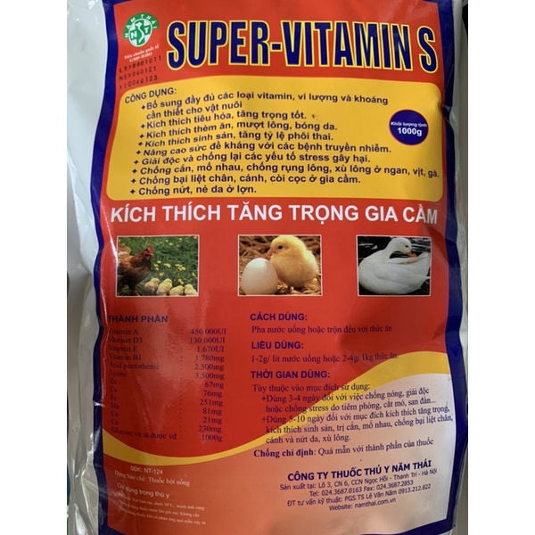 1kg Super vitamin S - bổ sung vitamin, vi lượng, khoáng cần thiết cho vật nuôi- công ty Năm Thái