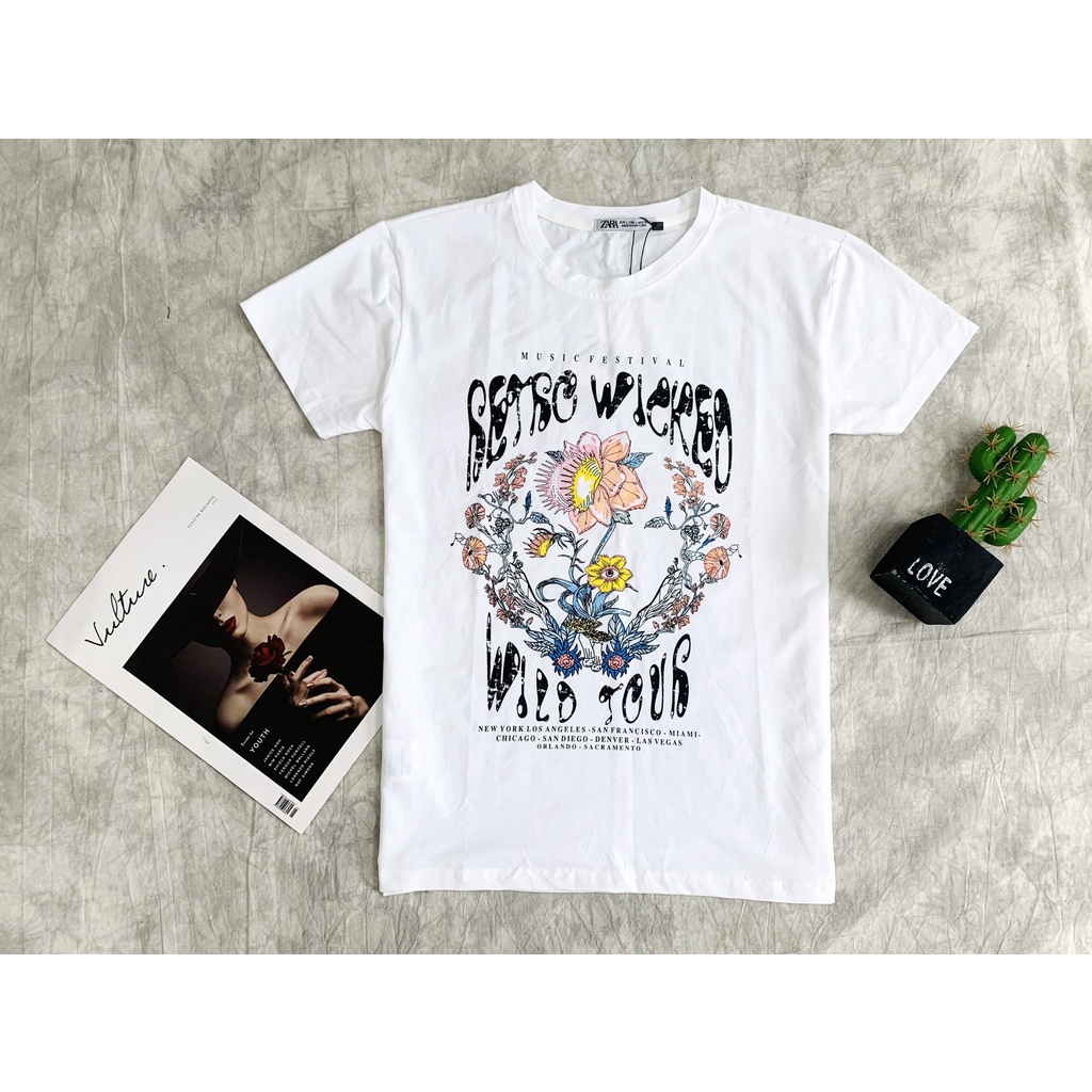 ÁO THUN ZARA VNXK HỌA TIẾ - COTTON 100% 4C FORM CHÂU ÂU